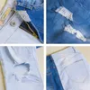 Namorado skinny patchwork jeans de dois tons para mulheres cintura alta rasgado jeans calças jeans calças aesthetic branco azul mais tamanho 210203