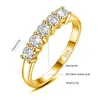 Szjinao Certified 5 Stone Moissanite Diamond Ring Woman Silver 925 100% Gold Plated Brilliant Jewelry For Engagement Gift Girl