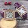 Топ -мужские часы Quartz Movement Women Watch Casual Lover Пара наручные часы Кожаный ремешок с бриллиантовым корпусом.