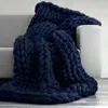 Coperta di lana merino grossa fatta a mano di moda Coperta di plaid lavorata a maglia di grosso filato spesso Coperta di tiro calda coperta per copridivano 201113