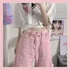 HOUZHOU Y2K Baggy Pink Jean Kawaii Moda coreana Oversize a vita bassa Pantaloni larghi in denim Streetwear Pantaloni larghi Alt 220310