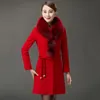 Women's Wool & Blends 2022 Winter Big Fur Collar Woolen Coat Women Cashmere Overcoat Long Jacket Female Plus Size Blend Autumn Outerwear Phy