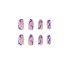 False Nails Fake Nail Medium Purple Blue Wave Line Sticker Finished 24 with Glue Sana889 220225