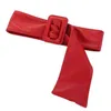 Cuoio dell'unità di elaborazione Cintura larga delle nuove donne Rosso Fashion Gradiente Larghezza Vita Sigillo Fibbia liscia Abito decorato con cintura larga 68-80 cm G220301