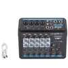 Console de mixagem de áudio digital portátil de 6 canais com placa de som Bluetooth USB 48V Power para gravação de DJ Plugue UE7797156