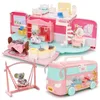 Bus Hand Handtas Pop House Leuk meubels Miniatuur Dollhouse Verjaardagscadeau Bus Huis Model Dolled Speelgoed voor kinderen Geschenk LJ201126