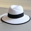 Cappelli francesi di lusso Cappello di paglia grande Cappello formale da donna Lettere stampate Cappello da spiaggia da donna