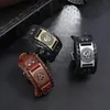 Encanto pulseras encantos om yoga símbolo ancho envoltura capa brazalete de cuero genuino reloj correa pulsera joyería punk hombres puta pulsera hombre1