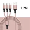 2022 new 1.2M 3 in 1 Charging Cables For Samsung Note20 S20 HuaWei LG Micro USB Type C With opp bag