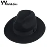 YY 60cm Yün Fedora Kapağı Erkekler İçin Sonbahar Kış Kış Vintage Keçe Büyük Boyutu Trilby Hat Klasik Adam Caz Panama Şapkası Chapeu FD19006238654721535