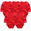 Baby Girl Boys Romper 5pcslots nyfödda SleepSuit Spädbarn Babykläder Långärmad solid färg Jumpsuits unisex baby custome 2011273282506