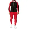 Mode män Casual Tracksuits Two-Piece Kläder Set Zipper Front Open Hooded Jacket + Långbyxor M / L / XL / XXL / XXXL