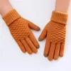 Kvinnorsull Stickade handskar Vinter Varm tjock pekskärm Solid Vitens Höstskidor1