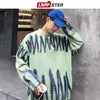 Mężczyźni Lappster Koreańskie swetry Pullovers Mens Streetwear Fashions Knitle Sweater Autumn Oversised Tops 201022 S