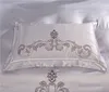 Silver bomull kinesisk broderi sängkläder uppsättningar drottning kung storlek lyx röd bröllopsduket täcke sängkläder / linne uppsättning kuddehus 201021