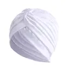 Estilo Knotted Silky Satin Ruffle Turbante Soft Headwrap India Cap Bandana Senhoras Headwear Acessórios Cabelo Perda de Cabelo Cap