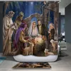 180cm * 180cm Europe Style Polyester 3D Rideau de douche Naissance de Jésus Peinture à l'huile Modèle Rideau de bain imperméable pour salle de bain LJ201130