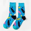 Women Personality Couples Funny Happy Socks Cotton Men Socks Woman Soks Egg Feather Sheep Leaves