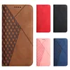 Rhombus Skin friendly Magnetic Leahter Wallet Cases con ranura para tarjeta para iPhone 13 Pro Max 12 11 XR XS 8 Plus Samsung Xiaomi Moto