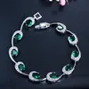 Collegamento, catena Elegante braccialetto da tennis verde per le donne Moda Banchetto di lusso Gioielli da sposa Collegamento in cristallo unico