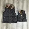 Girlymax Autunno / inverno neonate mamma adulto leopardo nero Cheetah Reversibile Gilet in cotone per bambini vestiti senza maniche boutique LJ201111