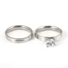 Rostfritt stål 2 st Ring Ring Afrikansk Crystal Bröllop Förlovning Kvinnor Finger Hot Selling Ring Set