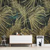 Papier peint Mural personnalisé 3D Relief d'or Planteur tropical Feuilles Papier mural Salon Salon Télévision Sofa Chambre à coucher Décor Art Fonds d'écran