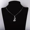 925 Sterling Silver Zircon Sailboat Necklaces For Women Classic Long Chain Pendants Party Fashion Jewelry Gifts Q0531