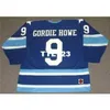 Mens 9 Gordie Howe Houston Eros 1974 CCM Vintage Home Hockey Jersey eller anpassade något namn eller nummer Retro Jersey7470681