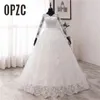 Новые весенние кружевные аппликации свадебные платья с длинным рукавом Vestidos de Novia 2021 белый V-образным вырезом принцесса невесты свадебные платья плюс размер