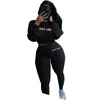 Lucky Label 2 Piece Set Women Crop Top Leggings Byxor Söt Strikkad Stretch Jogger Outfit Fall Kläder Partihandel Dropshipping1