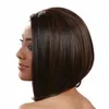 Synthetic Bobo Wig Black Brown Simulation Human Hair Wigs Hairpieces For Women Straight Pelucas 740#
