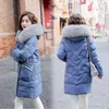 겨울 롱 파카 재킷 코트 겨울 여성 캐주얼 두껍게 따뜻한 파파 코트 겨울 암컷 모피 칼라 패딩 코트 M-3XL 201126