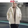 Lappster coreano bolso de inverno lã casaco de lã homens homens japoneses streetwear