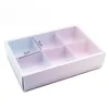 6 Grid Paper Box with Translucence Platsic Lid Cake Cheese Chocolate Packaging Boxes Wedding Party Cookies Box Gift Box