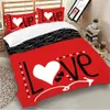 Wongs Bedding Love Heart Bedding Set Red Color Duvetカバーピローケース寝具ホームテキスタイル201113