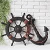 Mediterranean Style Fashion Ship Wooden Boat Beach VINTAGE Wood Steering Wheel Nautical Fishing Net Home Wall Decor Gifts 2012123687708