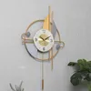 Orologio da parete in oro nordico di lusso Soggiorno Grande orologio da parete silenzioso in metallo Design moderno Reloj Pared Grande Home Decor LL50WC H1230