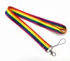 Partihandel 100st Gay Pride LGBT Rainbow KeyChain Hanging Lanyard Neck ID Card Accessories Phone Charm Keychain för unisex gåva