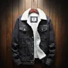 MKASS Men Jacket Coat Trendy Warm Fleece Denim Jacket Winter Fashion Mens Jean Jacket Outwear Male Cowboy Plus Size 6XL 201128