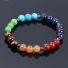 JLN zeven chakra hematiet sieraden set helende steen stretch armband hematiet kralen chip steen leven boom charme met karabijn ketting voor meisjes en vrouwen