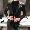 Modne nowe sztuczne skórzane męskie męskie luksusowy podwójny piersi pu męski mary haft mody pojedynczy piersi Slim Fit Man