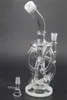 Clear Glass Recycler Bong Oil DAB Rig Rökning Rökning Hookah 14mm Kvinna Joint Tobacco Tillbehör