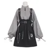 2020 rétro Vintage femmes gothique filles Punk Mini robe taille haute à manches longues chapeau col Sexy Gry noir Lolita grande taille Jurken