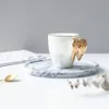 Creatieve witte keramische mok vergulde handvat engel vleugels kantoor thuis koffie melk porselein mokken paar gift woondecoratie Y200106