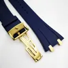 27mm Dark Blue Rubber Strap 18mm Gold Steel Strainless Folding Strap for AP Royal Oak 15400 15390 39mm 41mm Models Watch177K