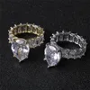 10CT Big Diamond Ring Vintage Bijoux 925 Sterling Argent Unique Cocktail Poire Coupe Topaze Blanche Pierres Précieuses Femmes Mariage Fiançailles 294S