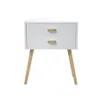 US-amerikanischer Nachttisch, Nachttisch mit Schubladen, geeignet für Schlafzimmermöbel Wohnzimmer, Beistelltisch MDF + Massivholzfüße Weiß A09 A54