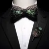 Ricnais Nouveau Original Plume Bow Tie Broche Set Blanc Bule Coloré À La Main Exquis Bowtie Pour Hommes Cravates De Mariage Cadeau avec Boîte 201027