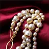Vintage elegante pérola multilayer senhoras short colar de latão link fivela colar acessórios de luxo